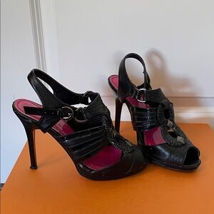 Dollhouse Black Peep Toe Heels